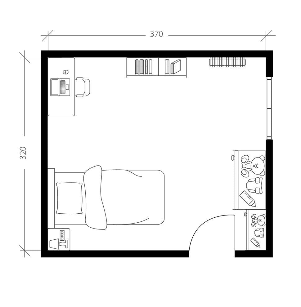 Chambre enfant vintage, plan avant