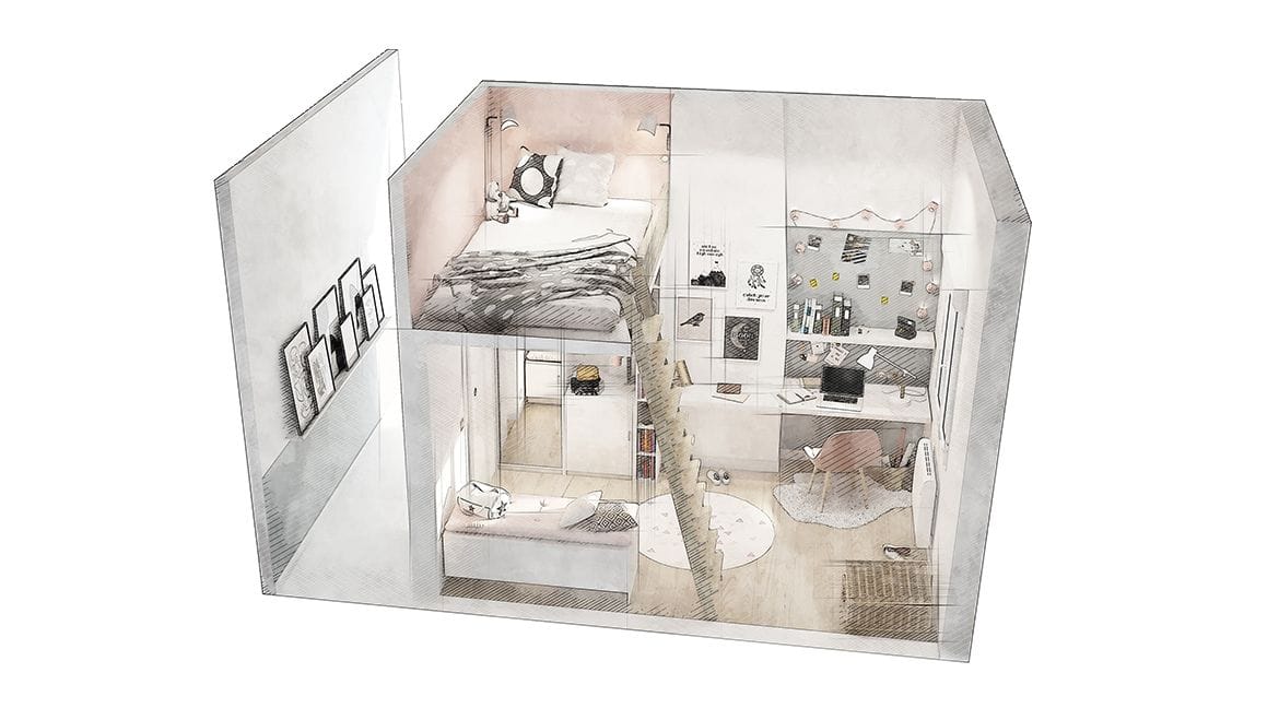 Chambre pour fille, vue générale