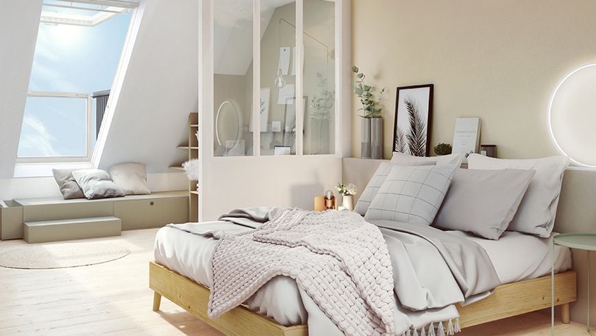 Une chambre scandinave sous les toits