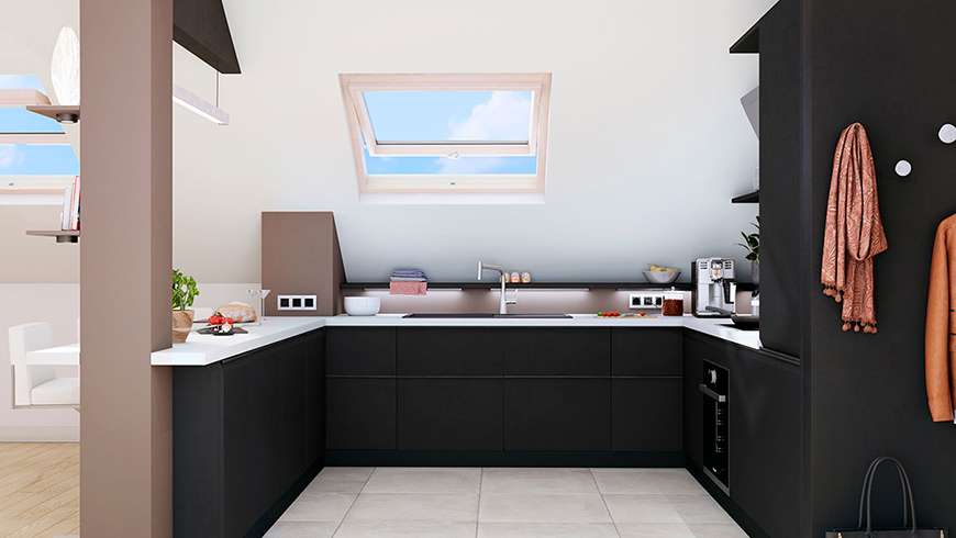 Une cuisine atypique sous les toits