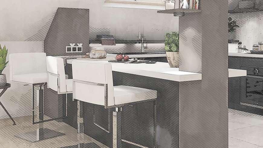 Une cuisine atypique sous les toits