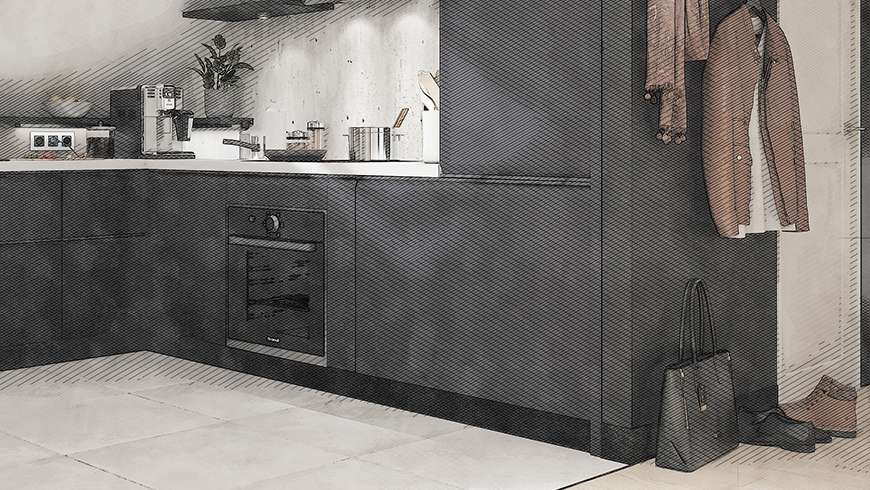 Une cuisine atypique sous les toits