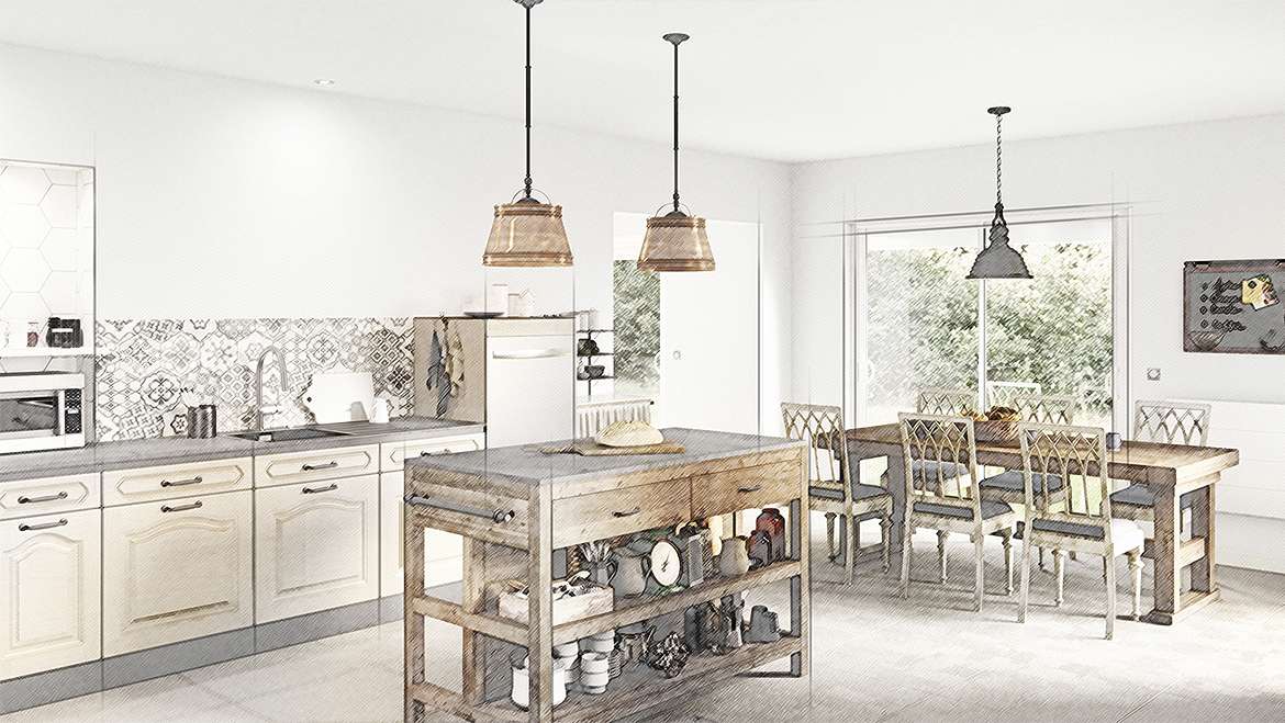 Cuisine campagne chic, vue générale