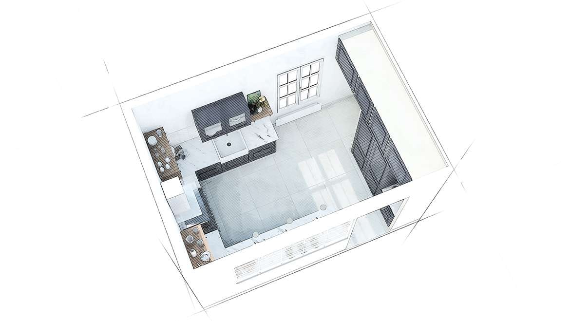 Cuisine classique chic, vue générale