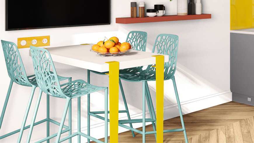 Une cuisine intégrée pop