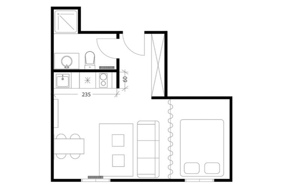 Cuisine intégrée pop, plan