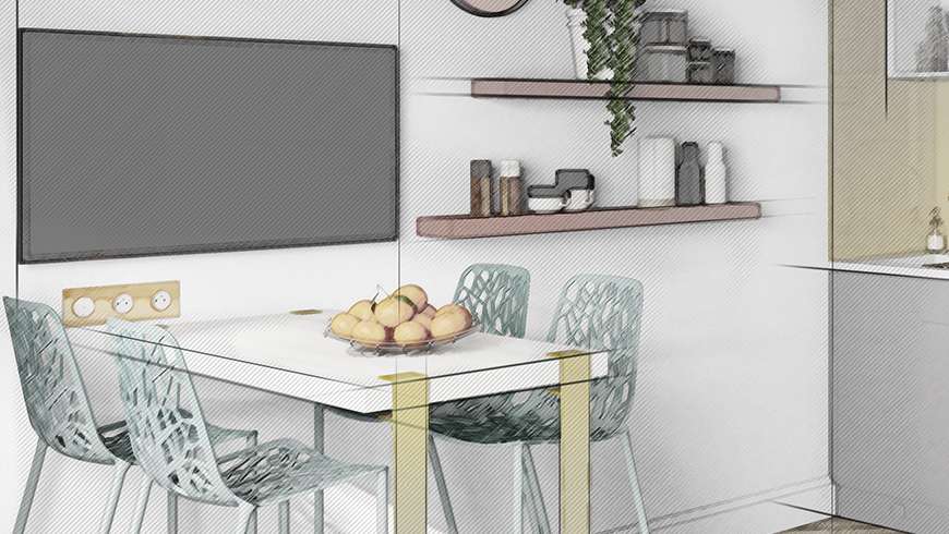 Une cuisine intégrée pop