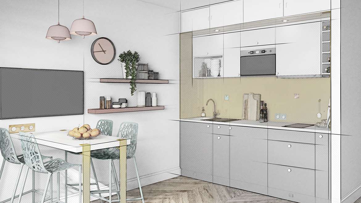 Cuisine intégrée pop, vue générale