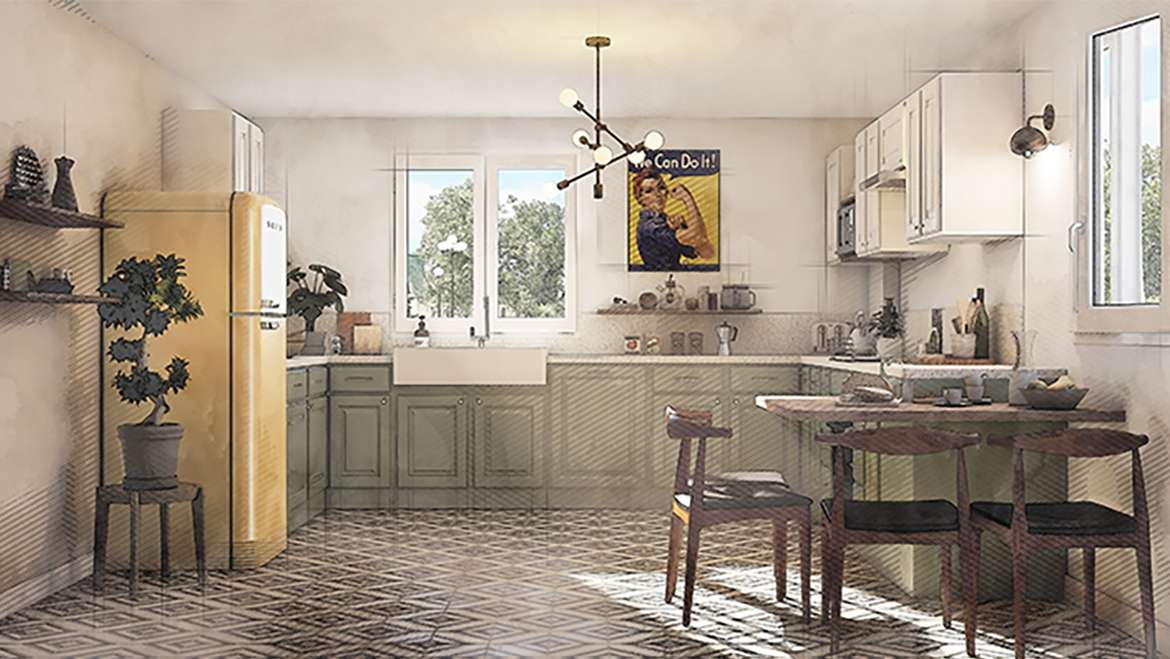 Cuisine vintage, vue générale