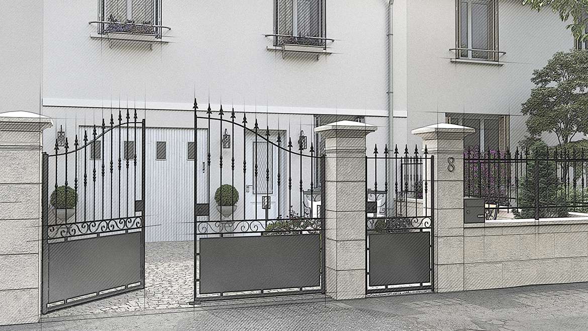 Entrée carrossable sécurisée, vue générale