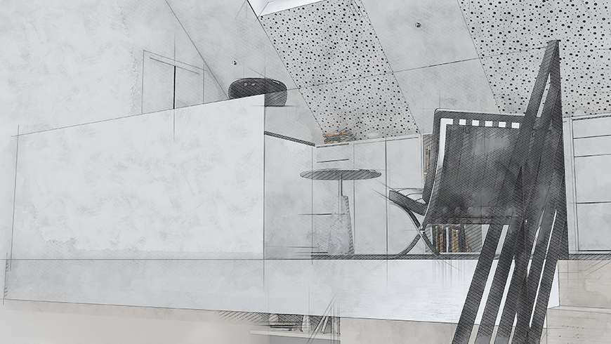 Un bureau en mezzanine dans un salon