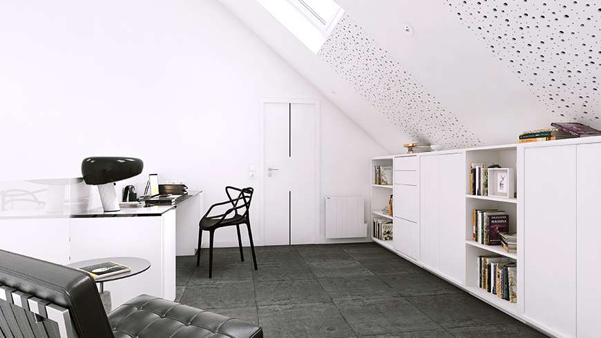 Un bureau en mezzanine dans un salon