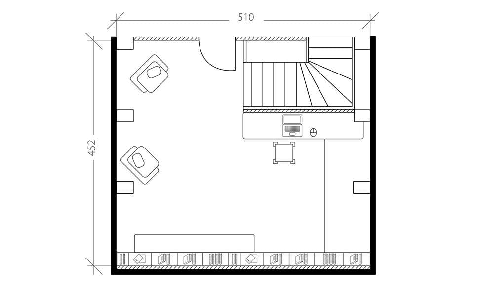 Salon de lecture et peinture scandinave, plan