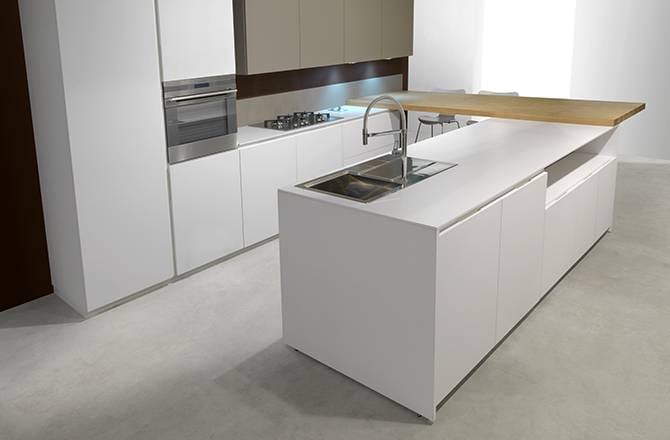 Béton ciré au sol de la cuisine