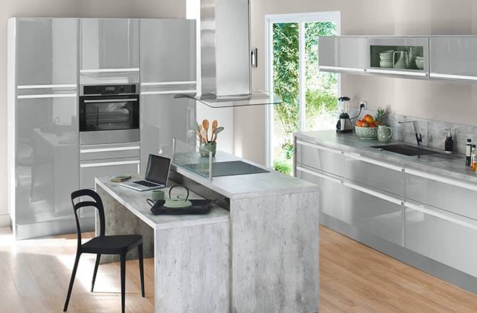 Îlot de cuisine en stratifié imitation béton