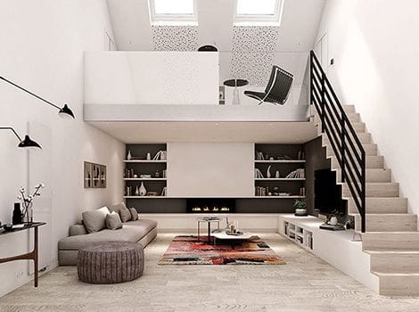 Une mezzanine suspendue qui exploite le volume d'anciens combles