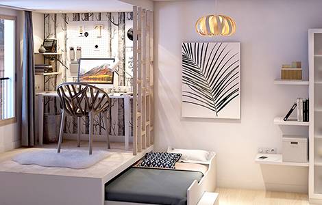 L’estrade, l’autre façon d’exploiter la hauteur sous plafond d’une chambre de moins de 7m²