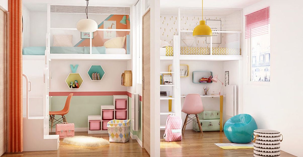 Le lit mezzanine, coin nuit en hauteur pour dégager l'espace au sol d'une petite chambre