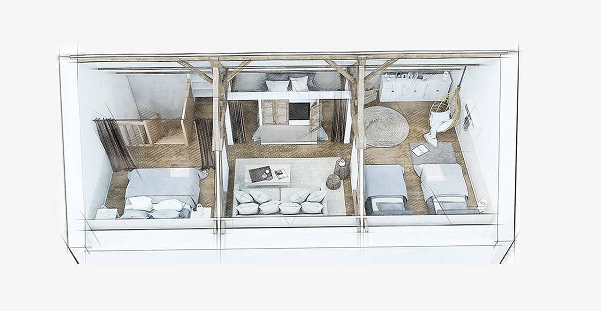 La chambre dortoir, pour accueillir beaucoup d'enfants