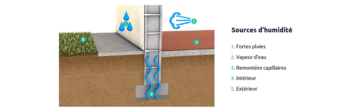 Les différentes sources d'humidité dans le bâti
