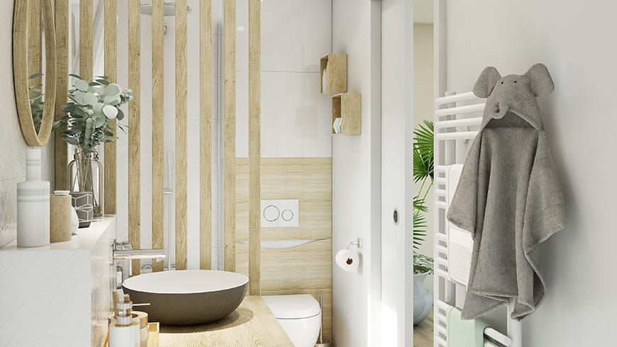 Une salle de bain scandinave