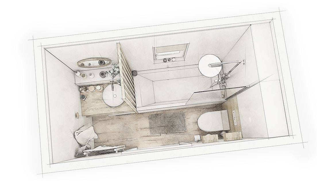 Salle de bain scandinave, vue générale