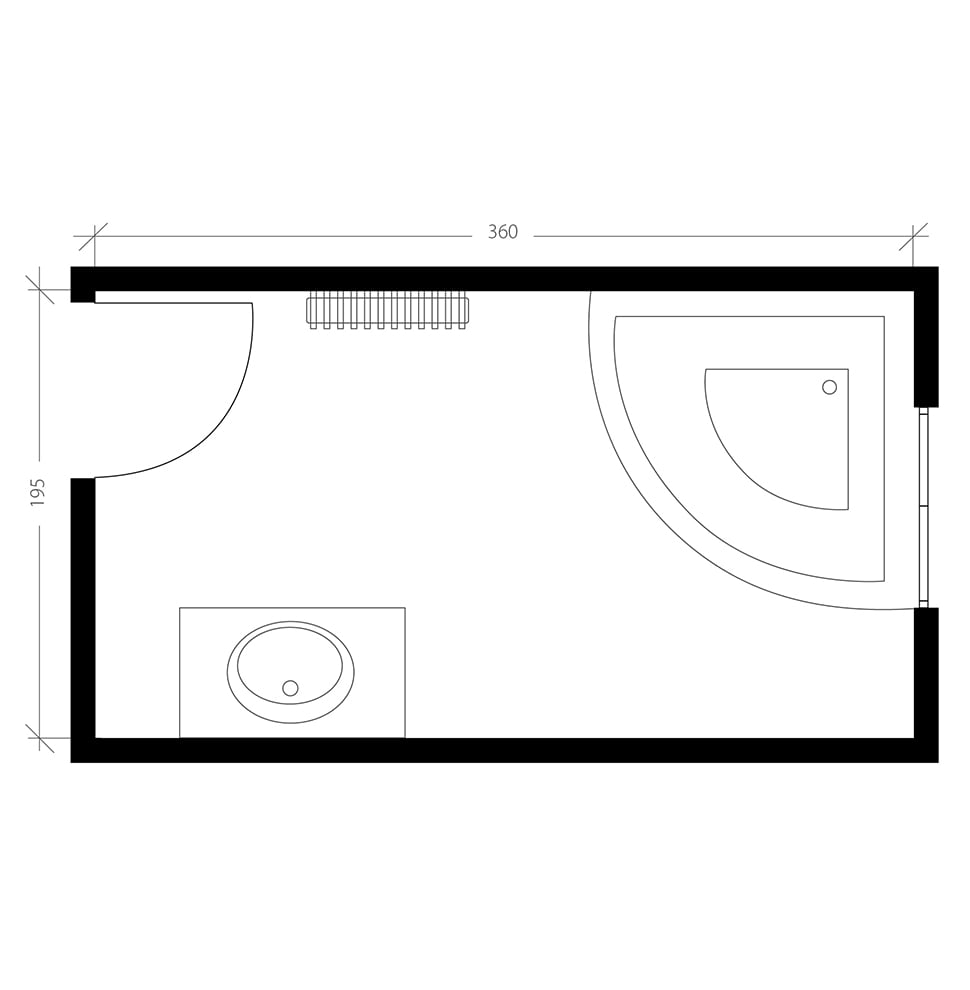 Salle de bain de 7 m², plan avant