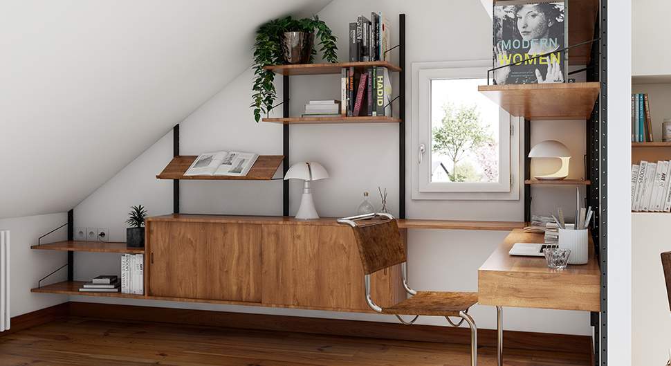 Aménager un bureau sous les combles 