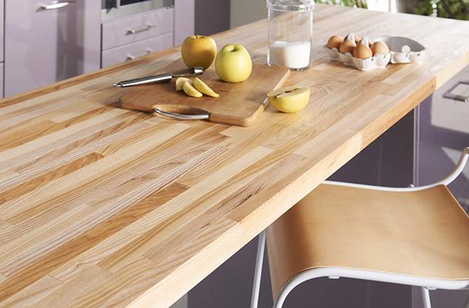 Plan de travail en frêne lamellé – Lapeyre
