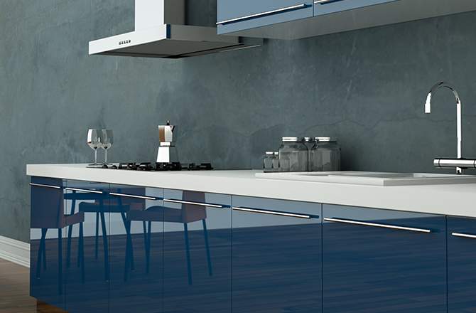 cuisine bleue ambiance beton