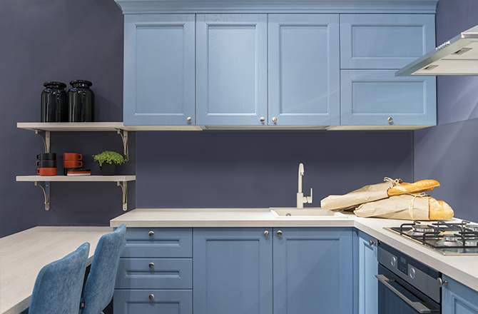 cuisine bleue La Maison Saint-Gobain