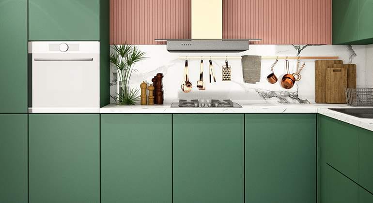 cuisine verte et rouge