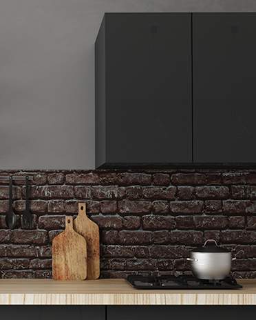 cuisine noire ambiance brique