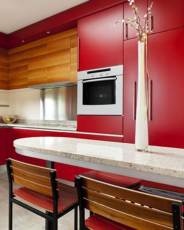 cuisine rouge ambiance pierre