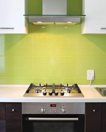 cuisine verte grand carrelage