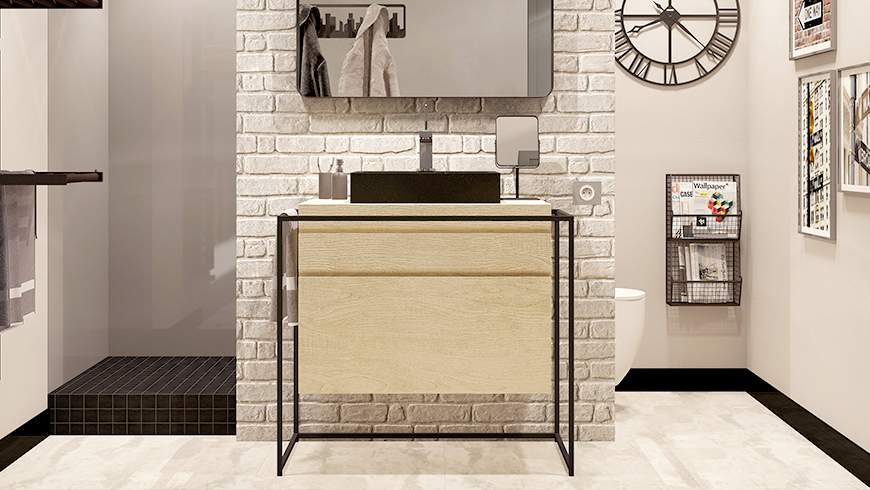 Une salle de bain industrielle