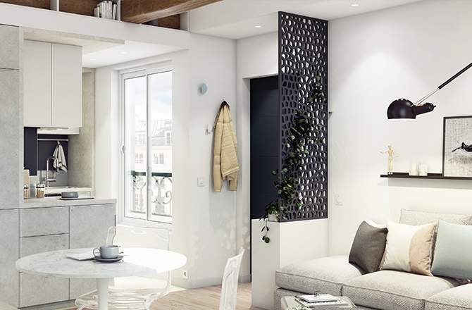 4 espaces dans un studio