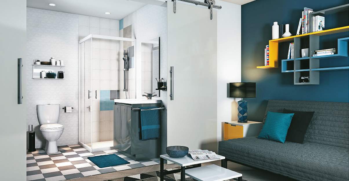 Configuration optimisée pour petite salle de bain – Style Géométrique – Envie de salle de bain