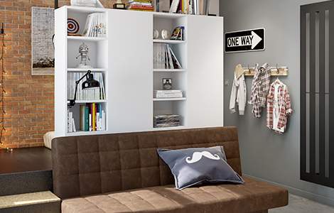 Cloison avec rangements intégrés