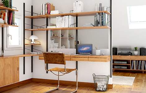 L’équipement d’un bureau sous pente style vintage