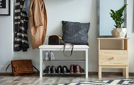 Le banc, bien pratique dans l’entrée 