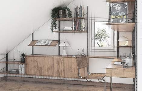 Bureau sous les combles : les fenêtres