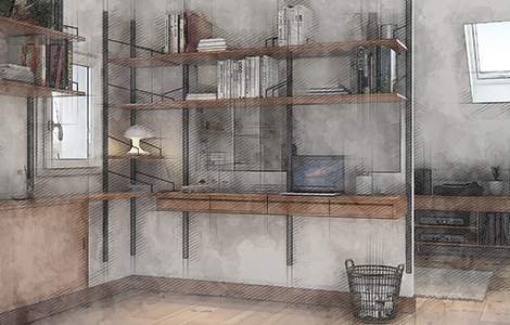 Bureau sous les combles : le revêtement mural