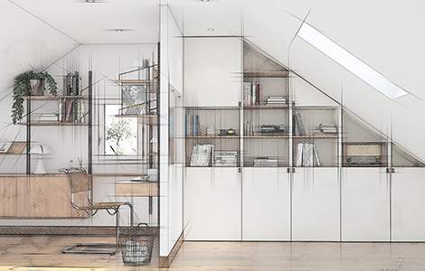 Bureau sous les combles : un sol rénové