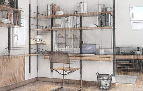 Bureau sous les combles : des espaces cloisonnés mais lumineux