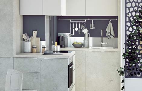 Une cuisine design dans ce studio sous les toits