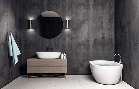 Enduit salle de bain : le béton ciré, pour une salle de bain industrielle