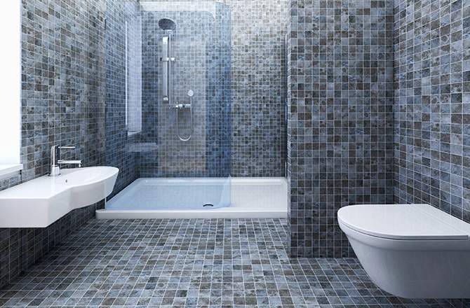 Une douche en mosaïque