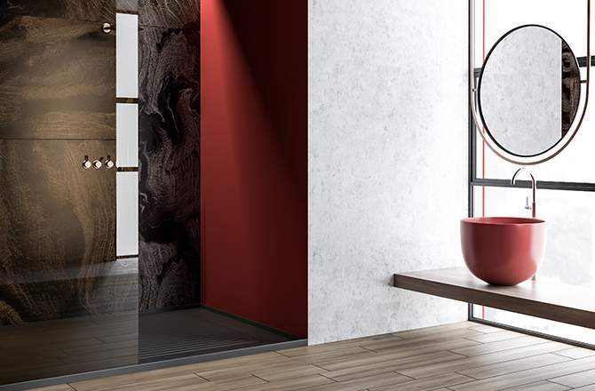 Salle de bain rouge et design