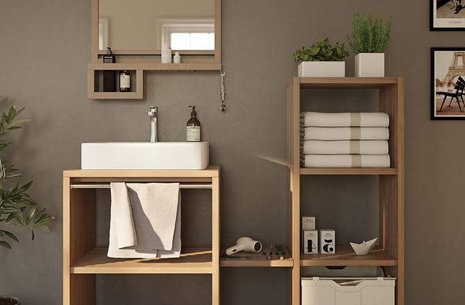 Salle de bain taupe, so natural